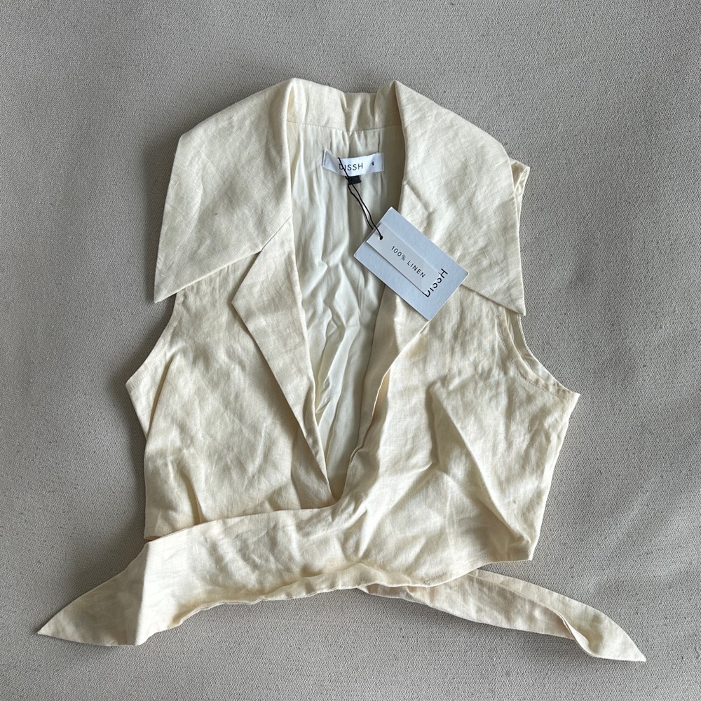 Cream Sleeveless Wrap Top